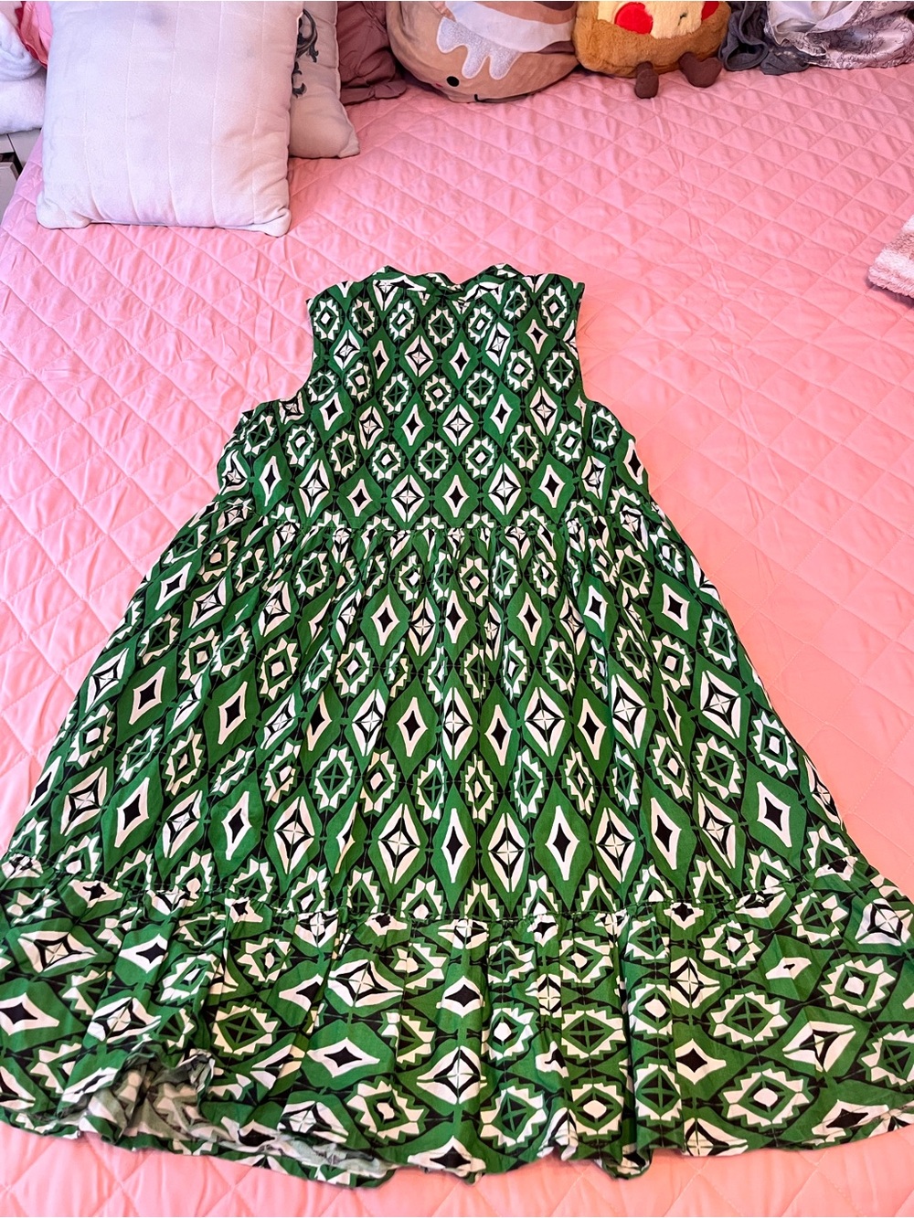 Japna Green Geometric Print Casual Dress